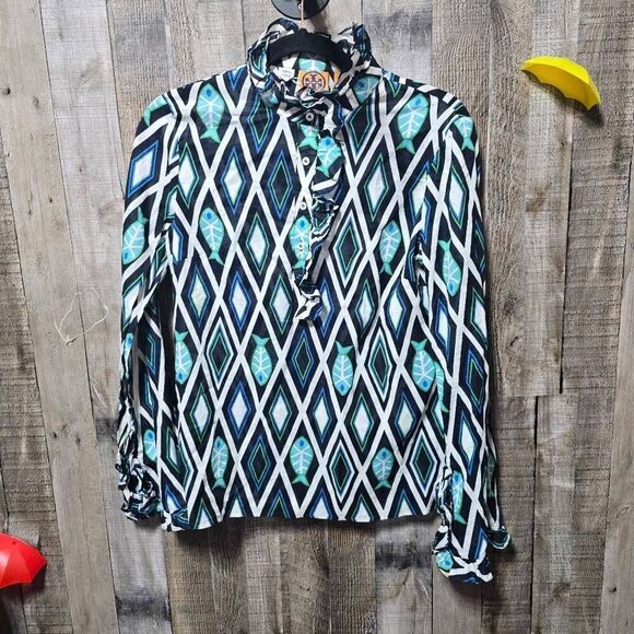 Tory Burch Multicolor Geometric Print Blouse - Picture 1 of 3
